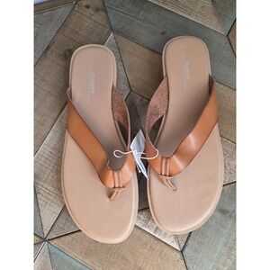 Old Navy Sandals Thong Brown Tan Slip On Faux Leather Footwear Flat Women's‎ 10
